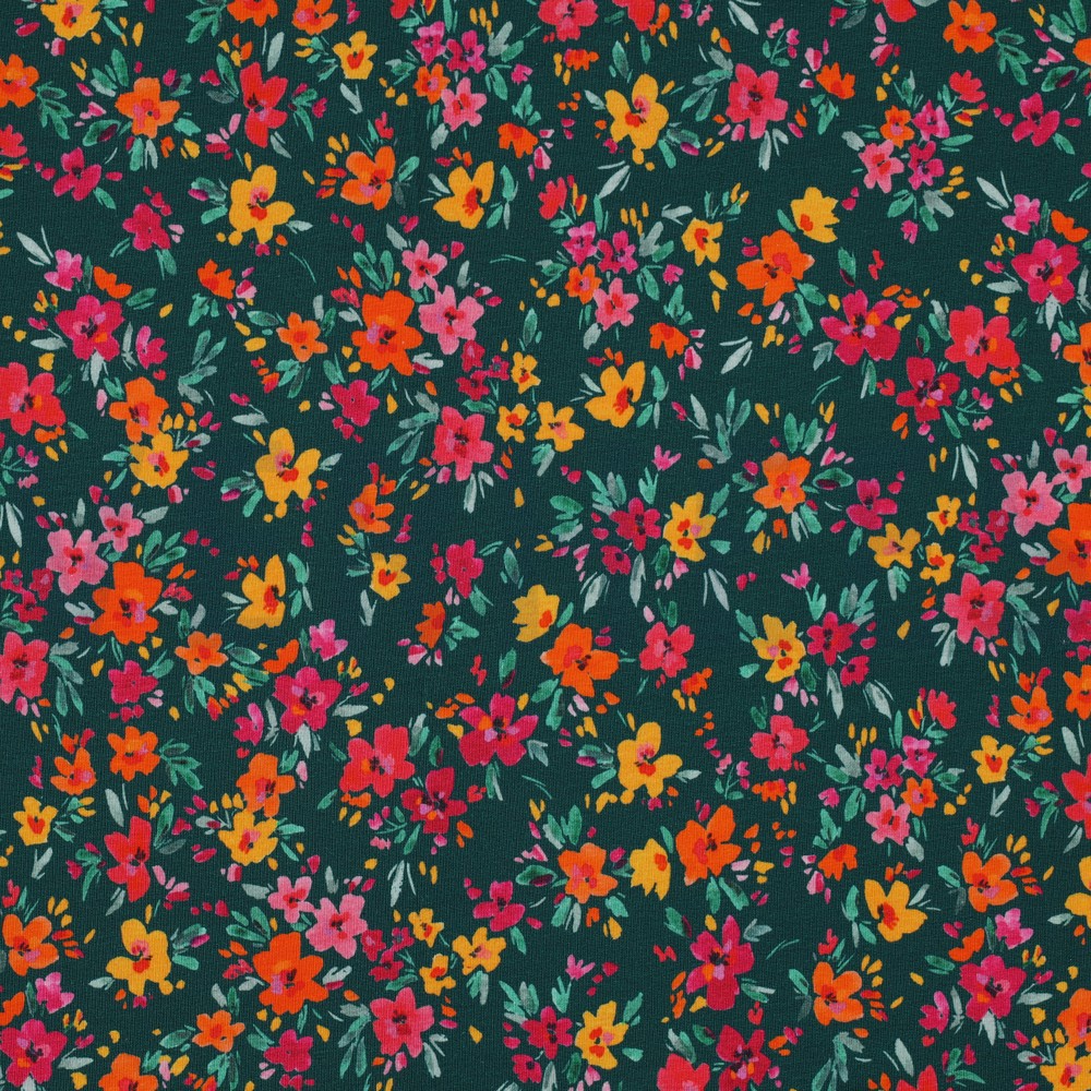 JERSEY DIGITAL FLOWERS EMERALD (hover)