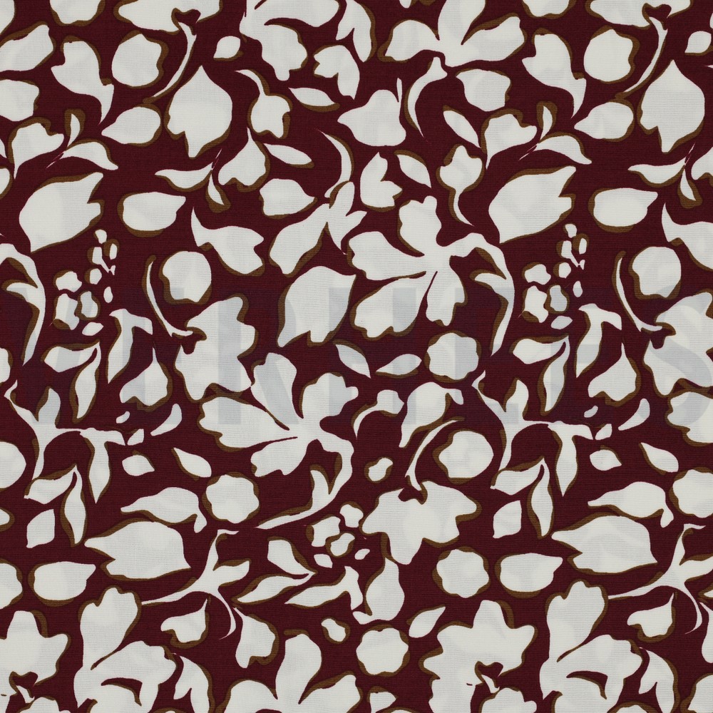 VISCOSE POPLIN STRETCH BIG FLOWERS BORDEAUX (hover)