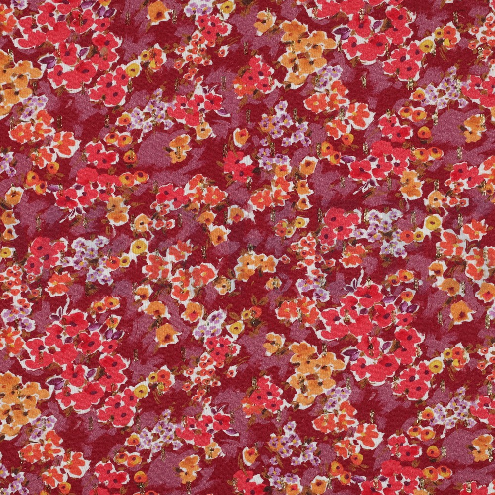 VISCOSE LUREX DIGITAL SMALL FLOWERS CERISE (hover)