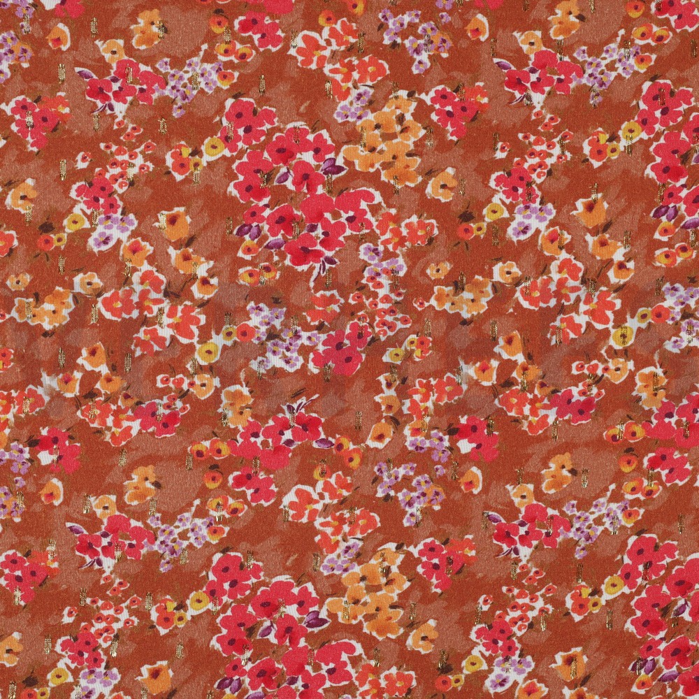 VISCOSE LUREX DIGITAL SMALL FLOWERS RUST (hover)