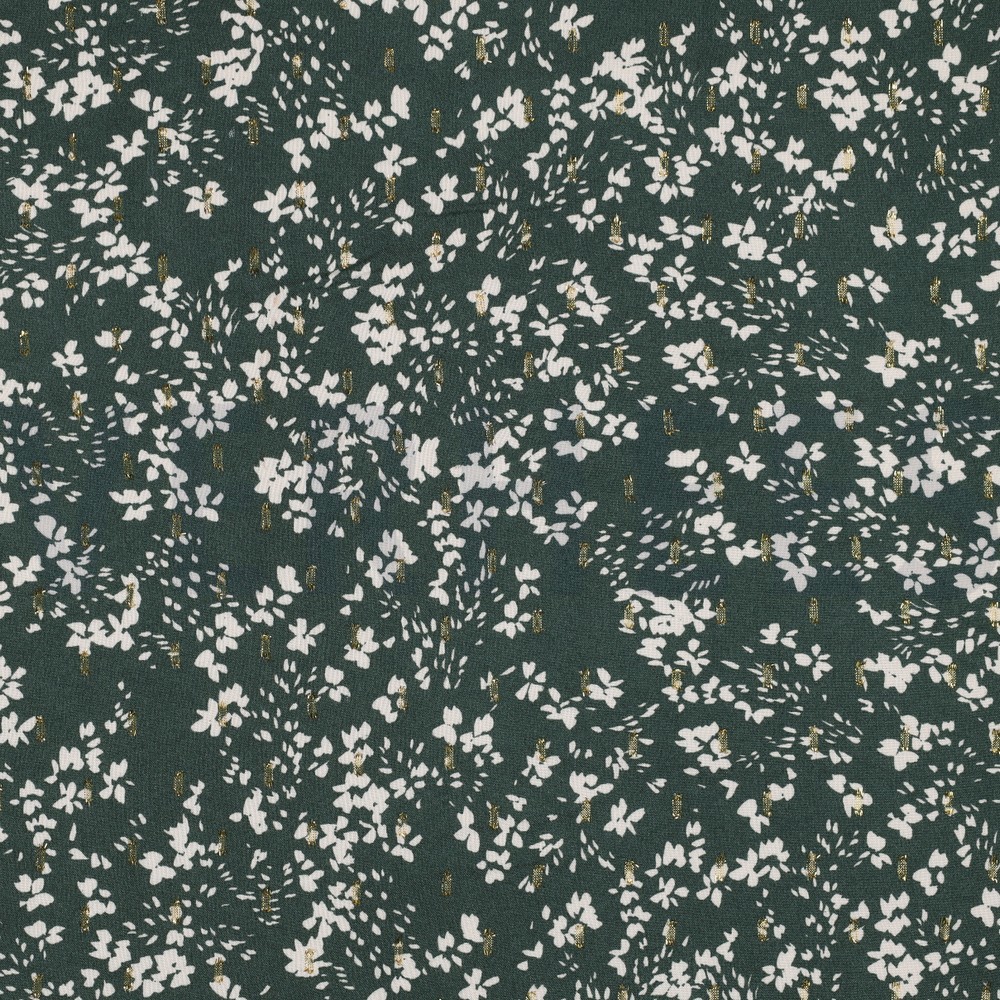 VISCOSE LUREX FLOWERS DARK MINT