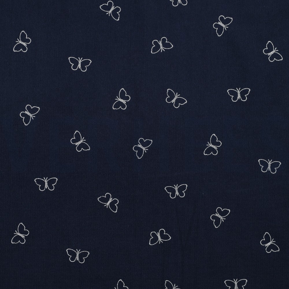 BABYCORD GLITTER BUTTERFLIES NAVY