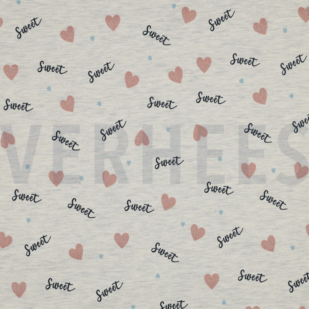 JERSEY MELANGE GLITTER LOVE ECRU