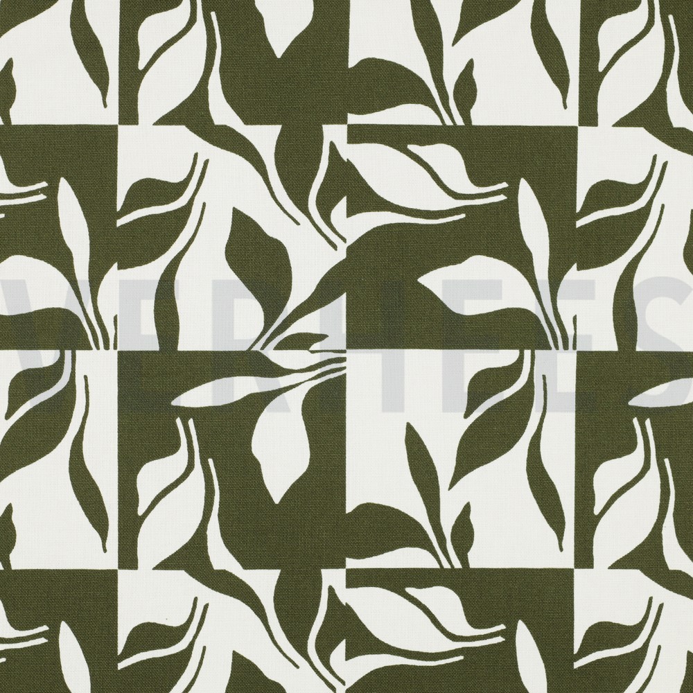 CANVAS ABSTRACT LEAVES FOREST GREEN