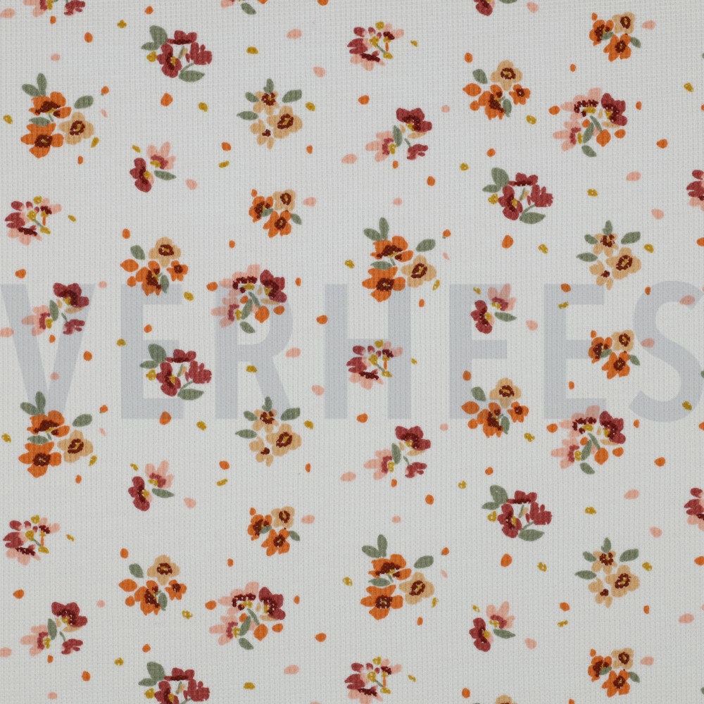 WAFFLE JERSEY FLOWERS WHITE