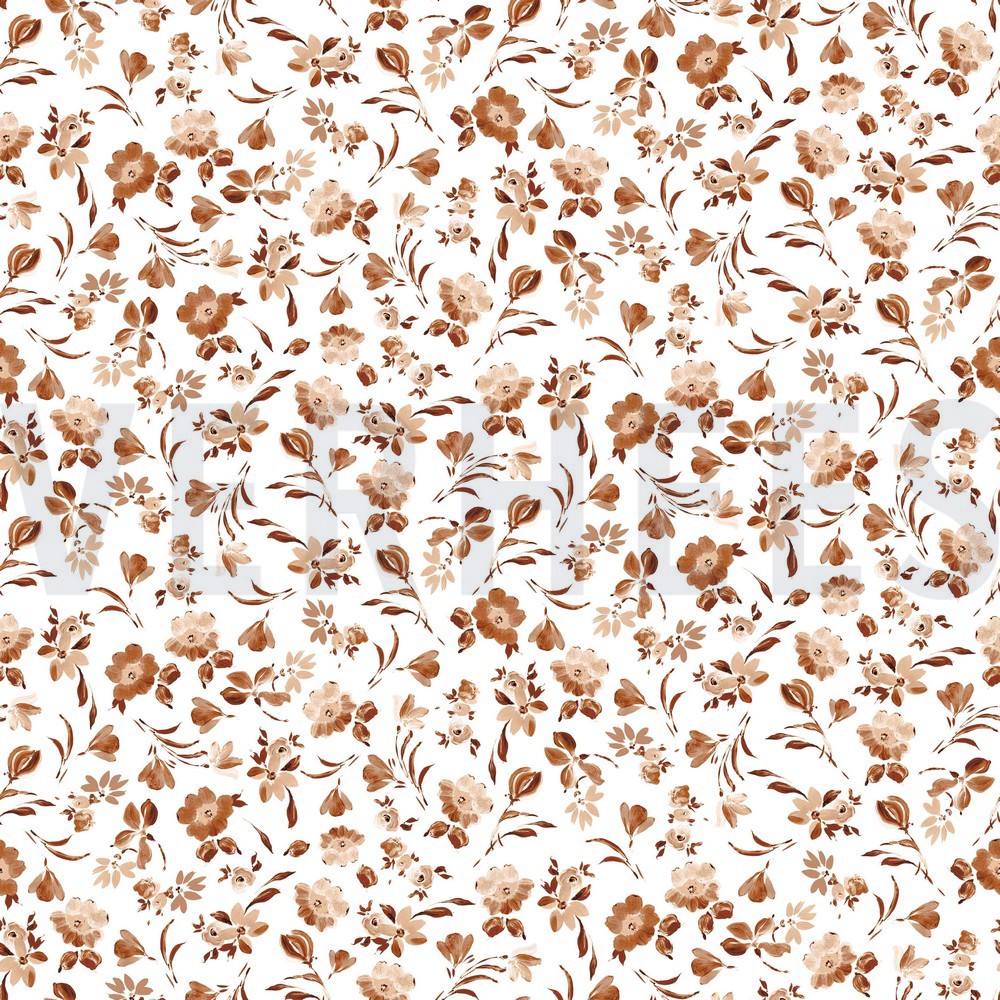 JERSEY DIGITAL FLOWERS WHITE/ DARK APRICOT