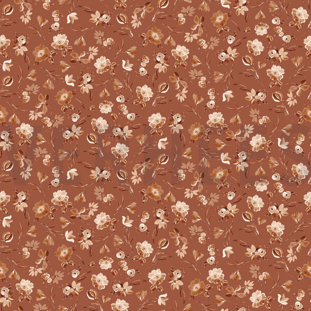 JERSEY DIGITAL FLOWERS COGNAC (hover)