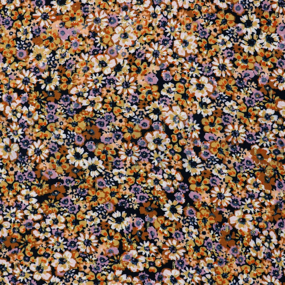 VISCOSE LUREX FLOWERS NAVY (hover)