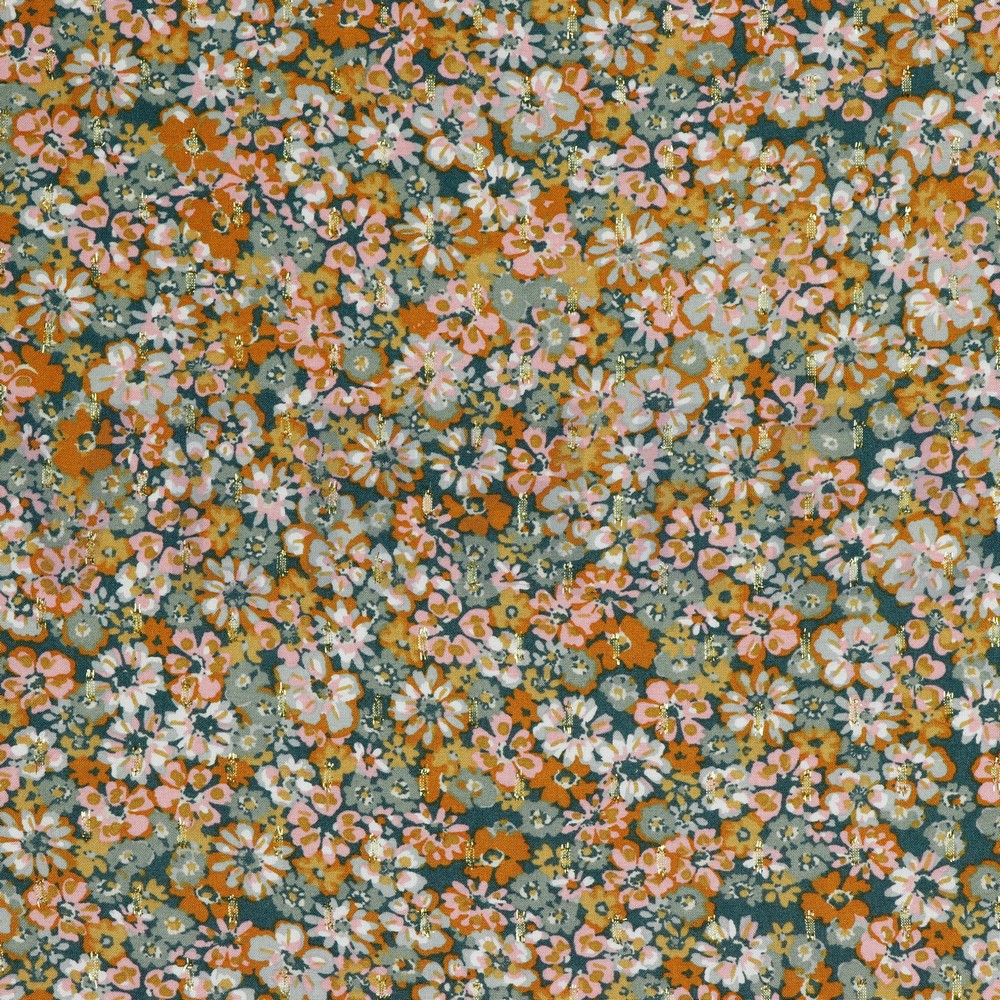 VISCOSE LUREX FLOWERS DARK CYAN (hover)