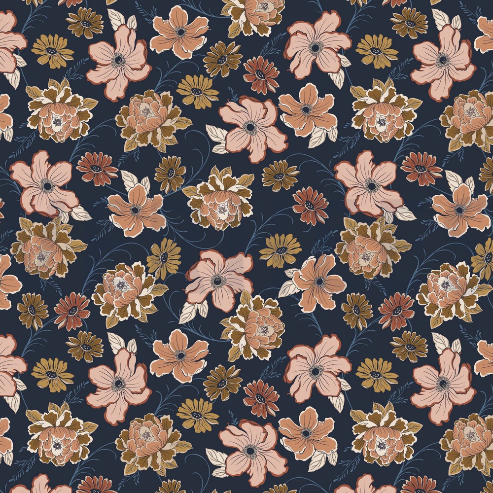 ROSELLA STRETCH FLOWERS NAVY