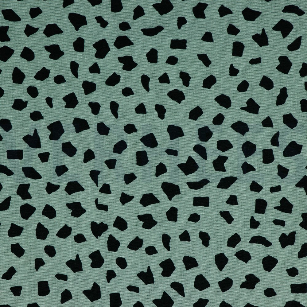 LINEN VISCOSE WASHED DOTS OLD GREEN (hover)