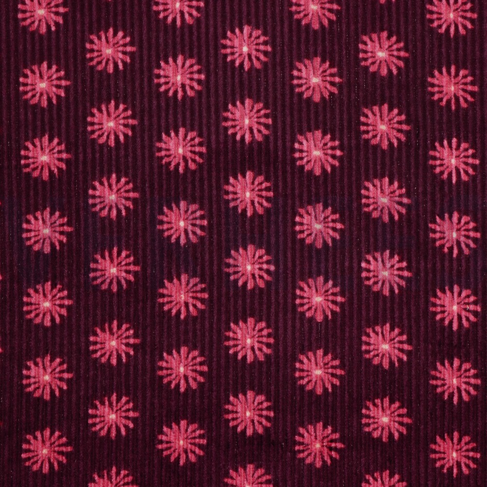 WASHED CORDUROY FLOWERS AUBERGINE