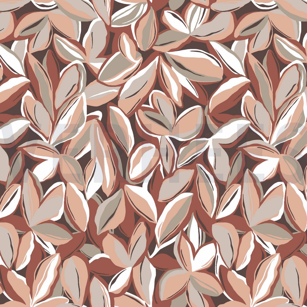 LINEN WASHED LEAVES BROWN (hover)