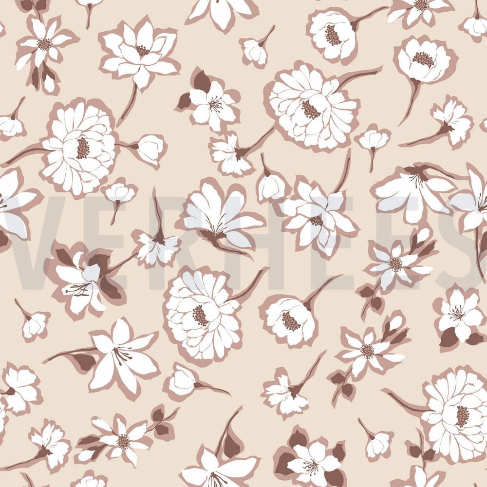 LINEN WASHED BIG FLOWERS LIGHT SAND (hover)