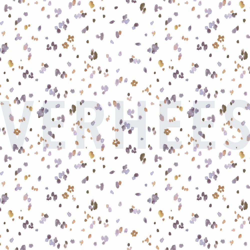 JERSEY DIGITAL FLOWERS AND LEAVES WHITE/LAVENDER (hover)