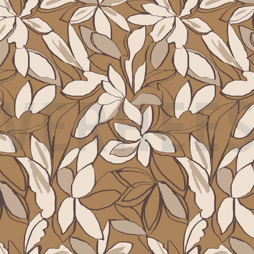 FRENCH TERRY BIG FLOWERS OCHRE (hover)