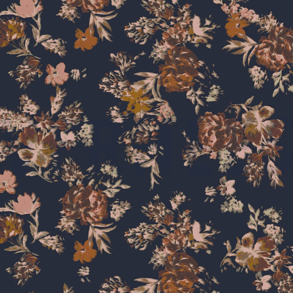 JERSEY DIGITAL FLOWERS NAVY