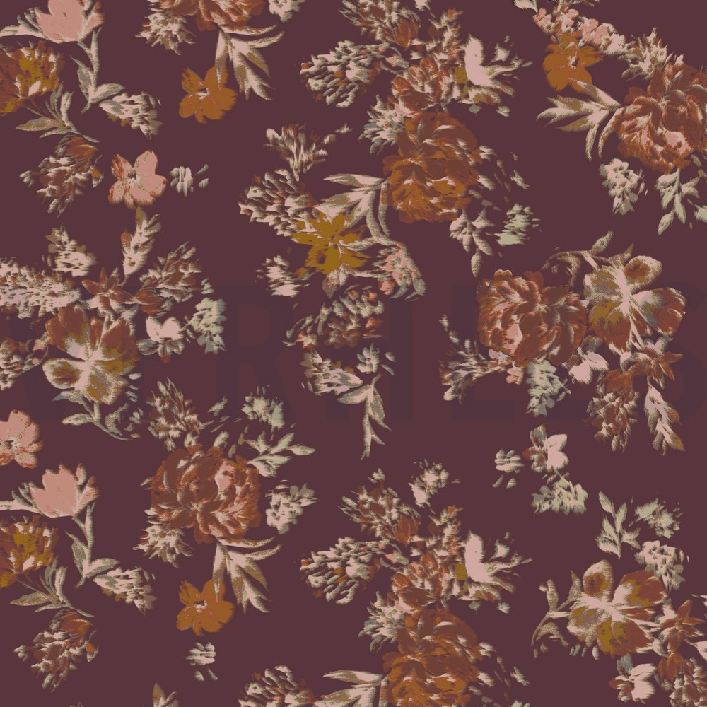 JERSEY DIGITAL FLOWERS BORDEAUX (hover)