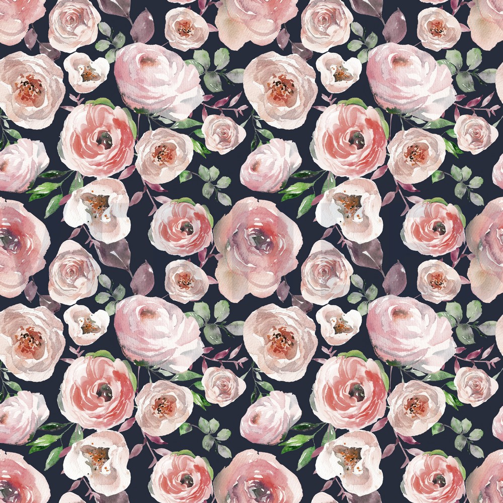 JERSEY DIGITAL ROSES NAVY