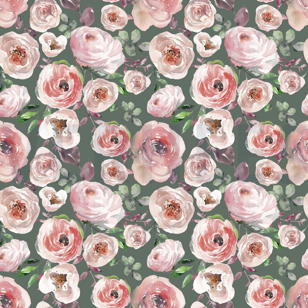 JERSEY DIGITAL ROSES OLD GREEN (hover)