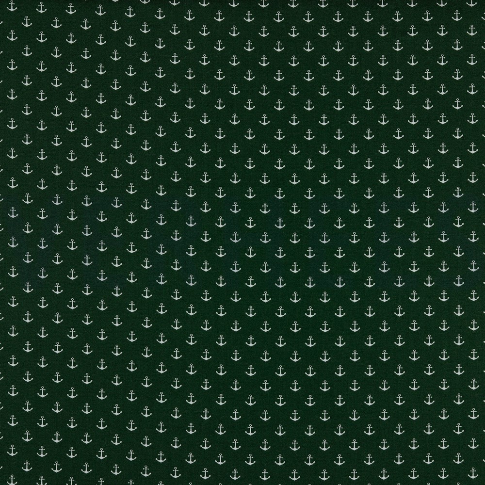 POPLIN PETIT ANCHOR DARK GREEN