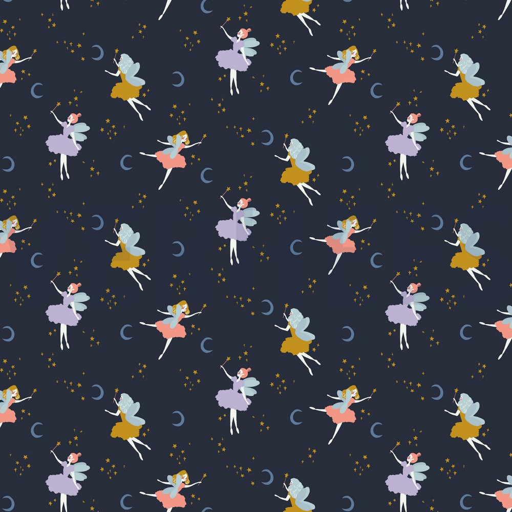 POPLIN GOTS MAGICAL NIGHT NAVY (hover)