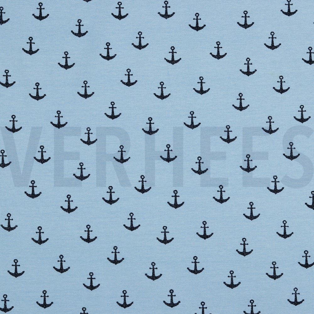 JERSEY GLITTER ANCHOR LIGHT BLUE