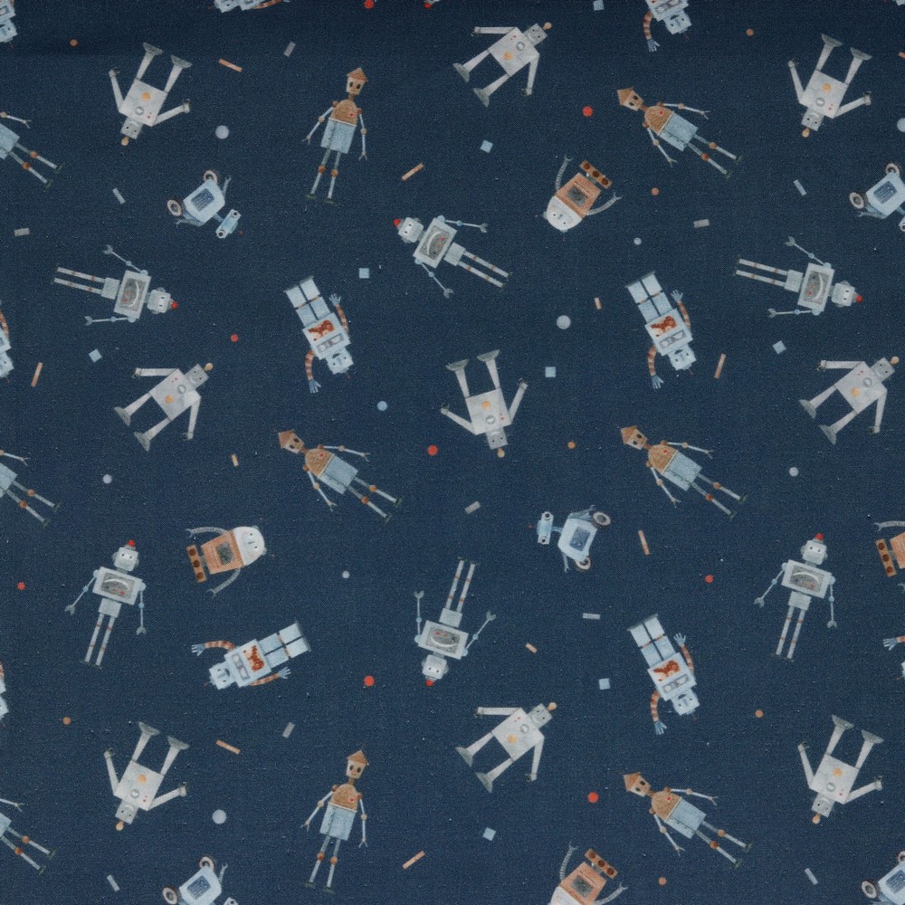 POPLIN DIGITAL ROBOTS NAVY (hover)