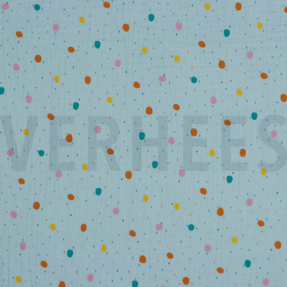 DOUBLE GAUZE RAINY DOTS LIGHT BLUE