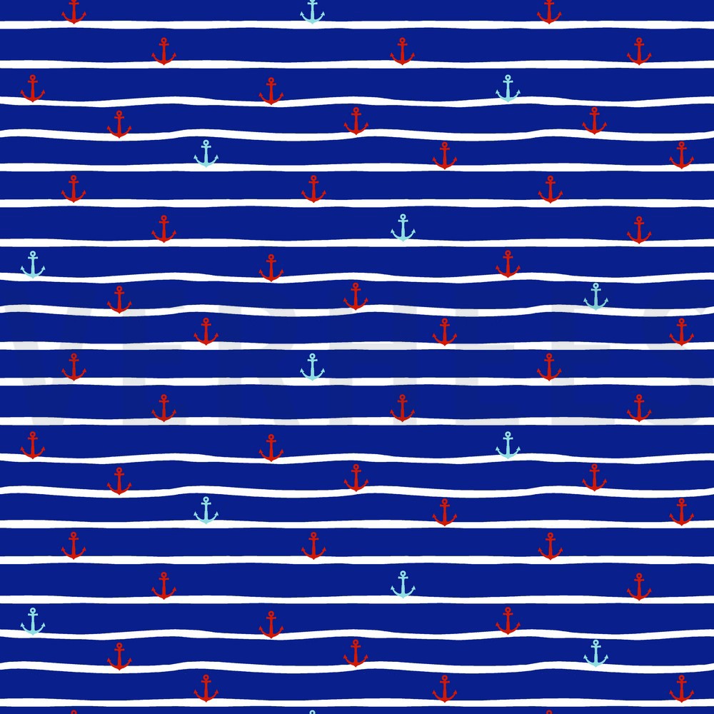 JERSEY GOTS MARITIME STRIPES COBALT