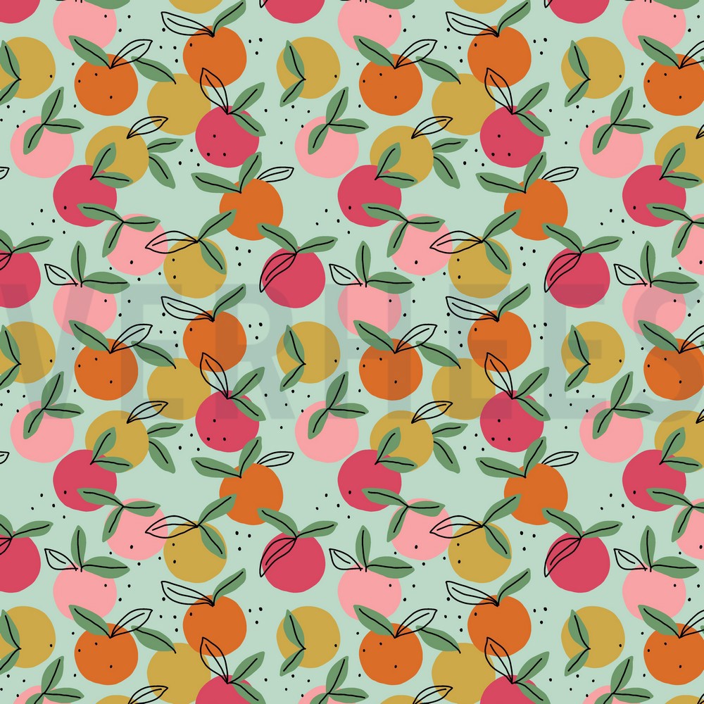 POPLIN GOTS PEACHY FRUIT LIGHT MINT (hover)