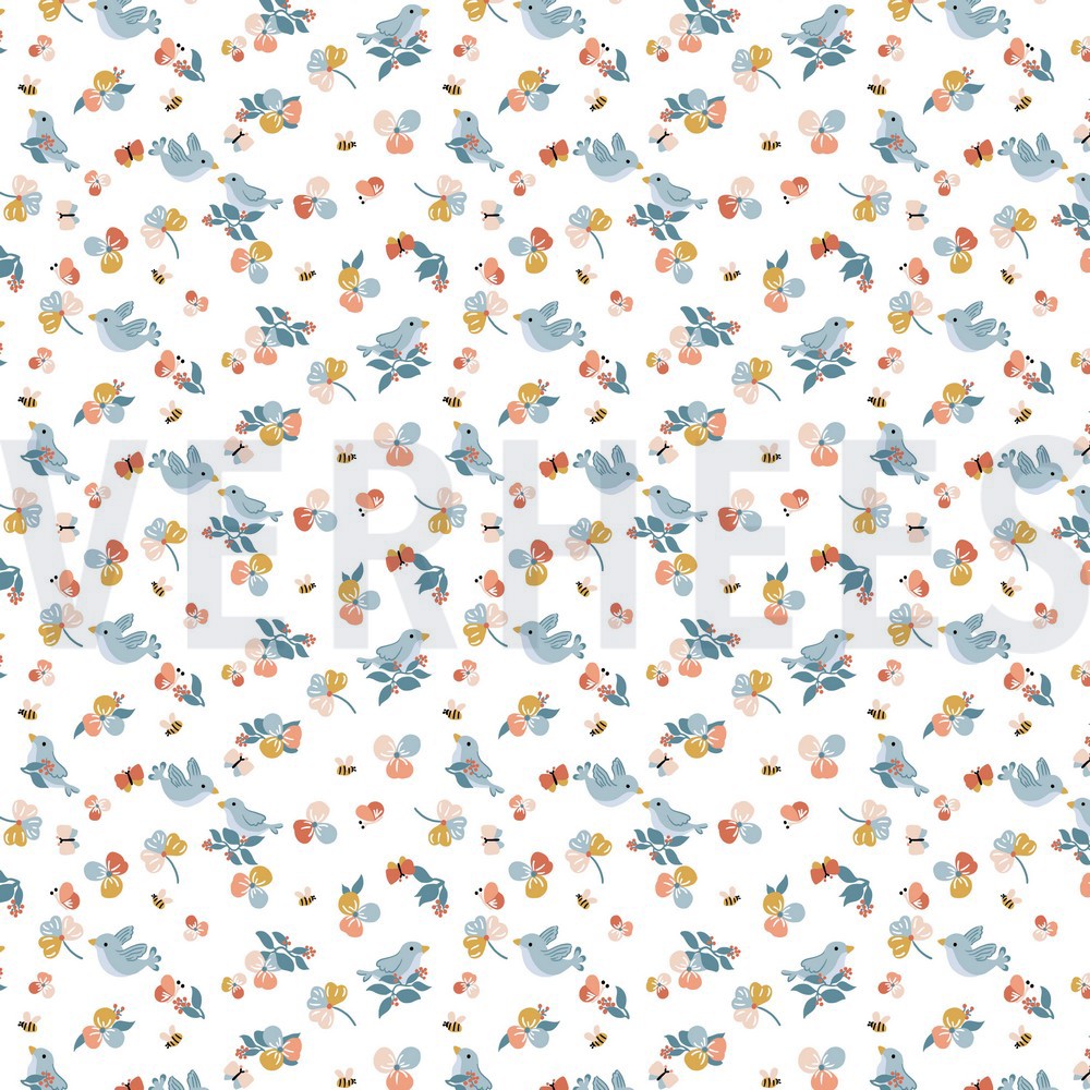 POPLIN BIRDS WHITE (hover)