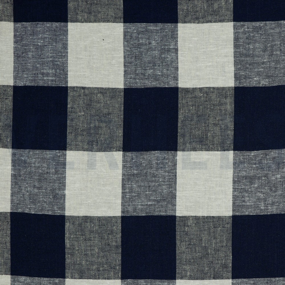 LINEN VISCOSE YARN DYED CHECK NAVY