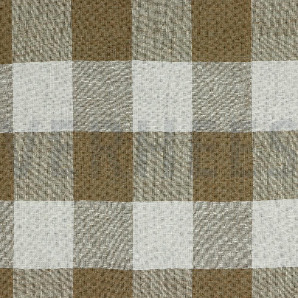 LINEN VISCOSE YARN DYED CHECK LIGHT BROWN