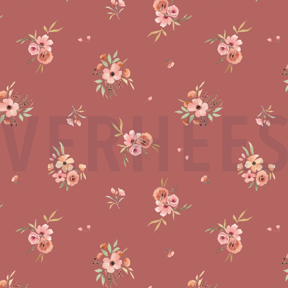 JERSEY DIGITAL FLOWERS DARK ROSE (hover)