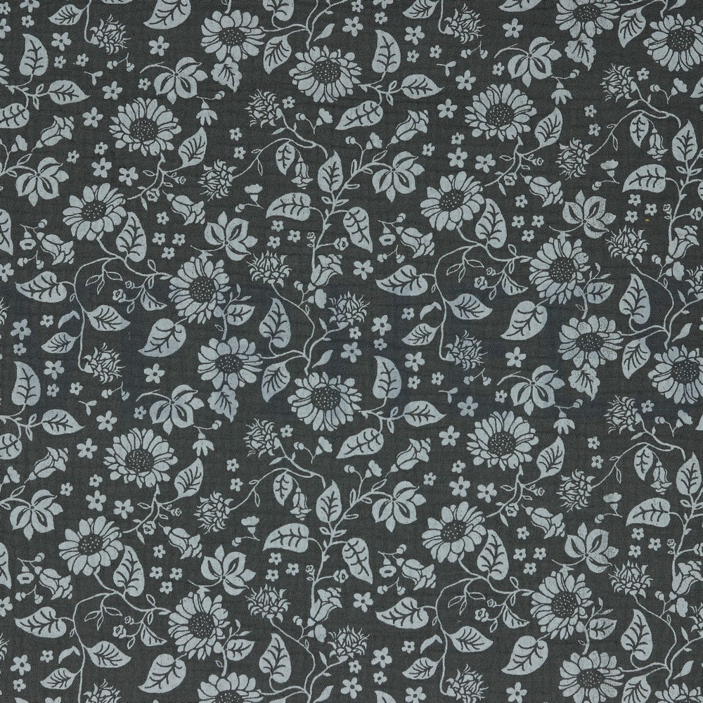 DOUBLE GAUZE FLOWERS DARK GREY (hover)