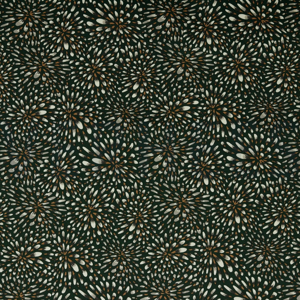 COTTON SATIN STRETCH LEAVES ARMY GREEN (hover)