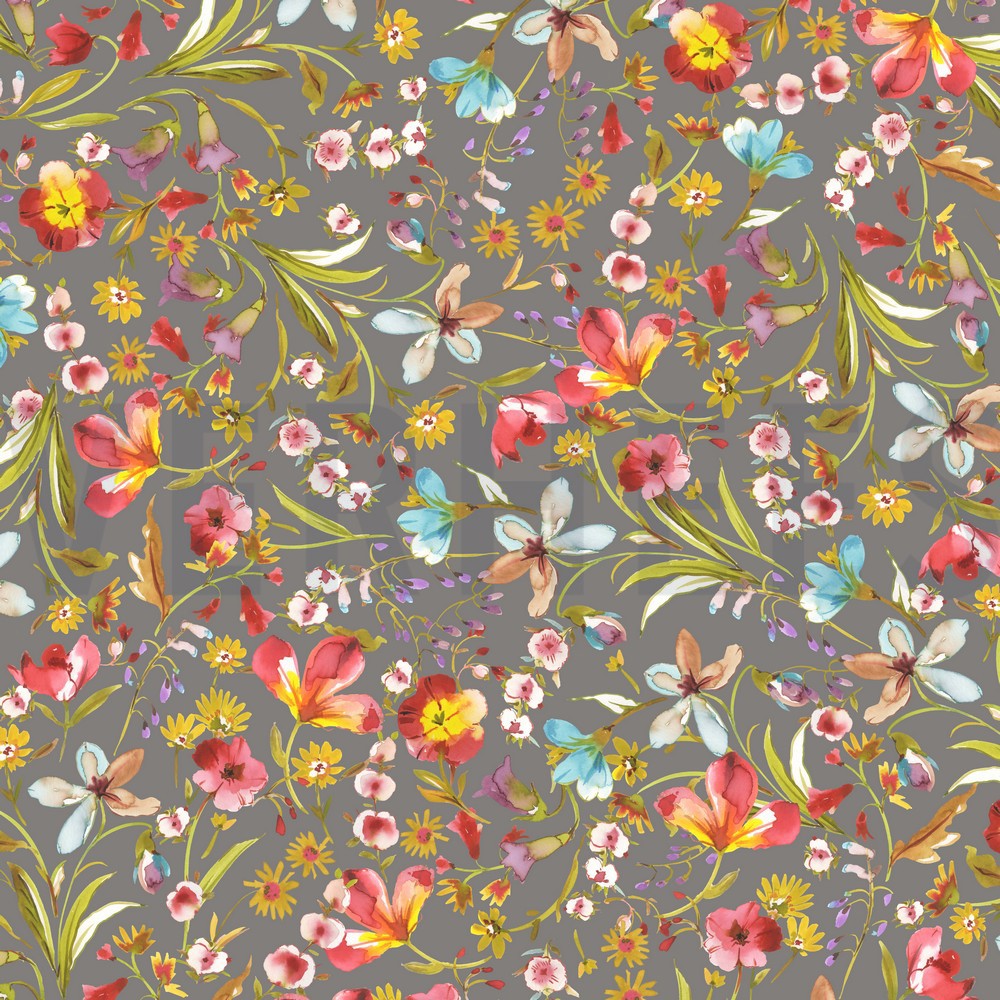 VISCOSE JERSEY DIGITAL FLOWERS ROCK GREY