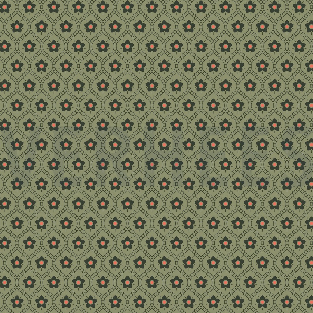 POPLIN FLOWERS MOSS GREEN