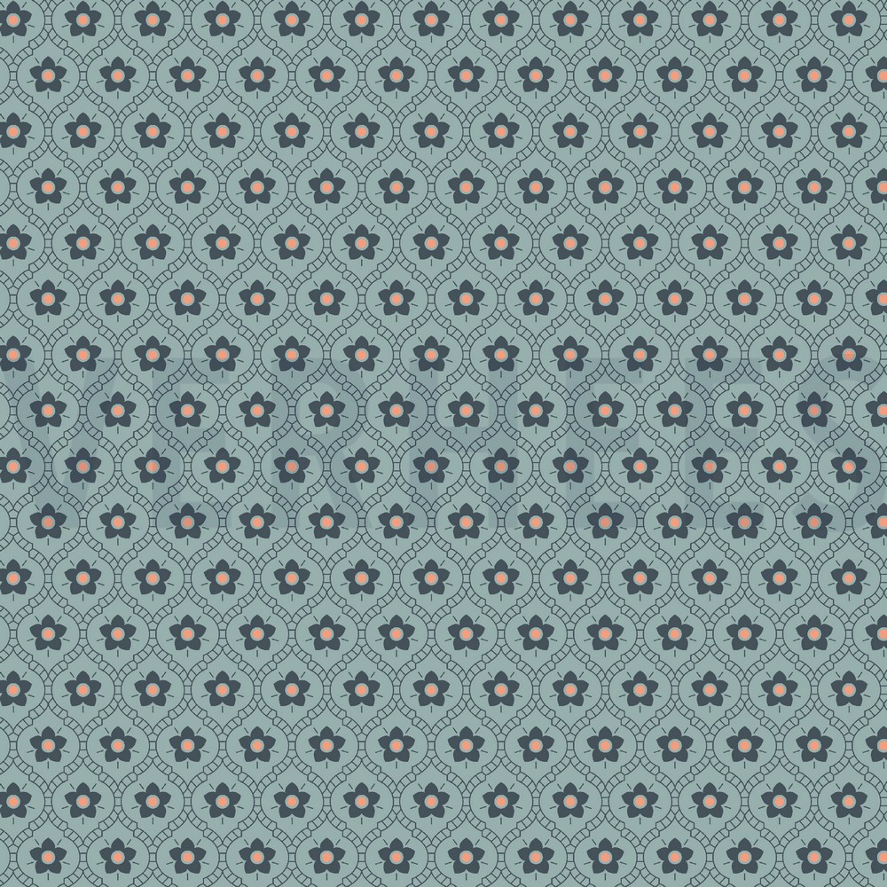 POPLIN FLOWERS TEAL