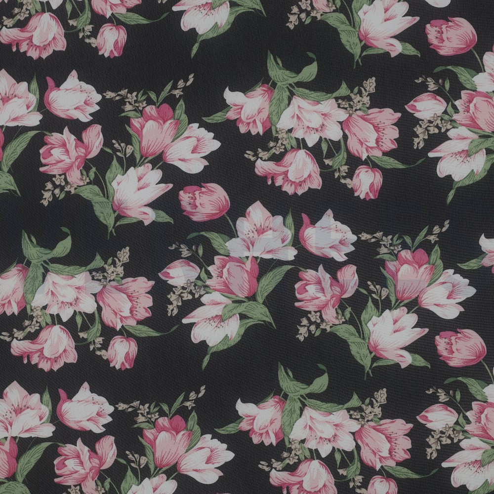 CHIFFON FLOWERS BLACK / PINK