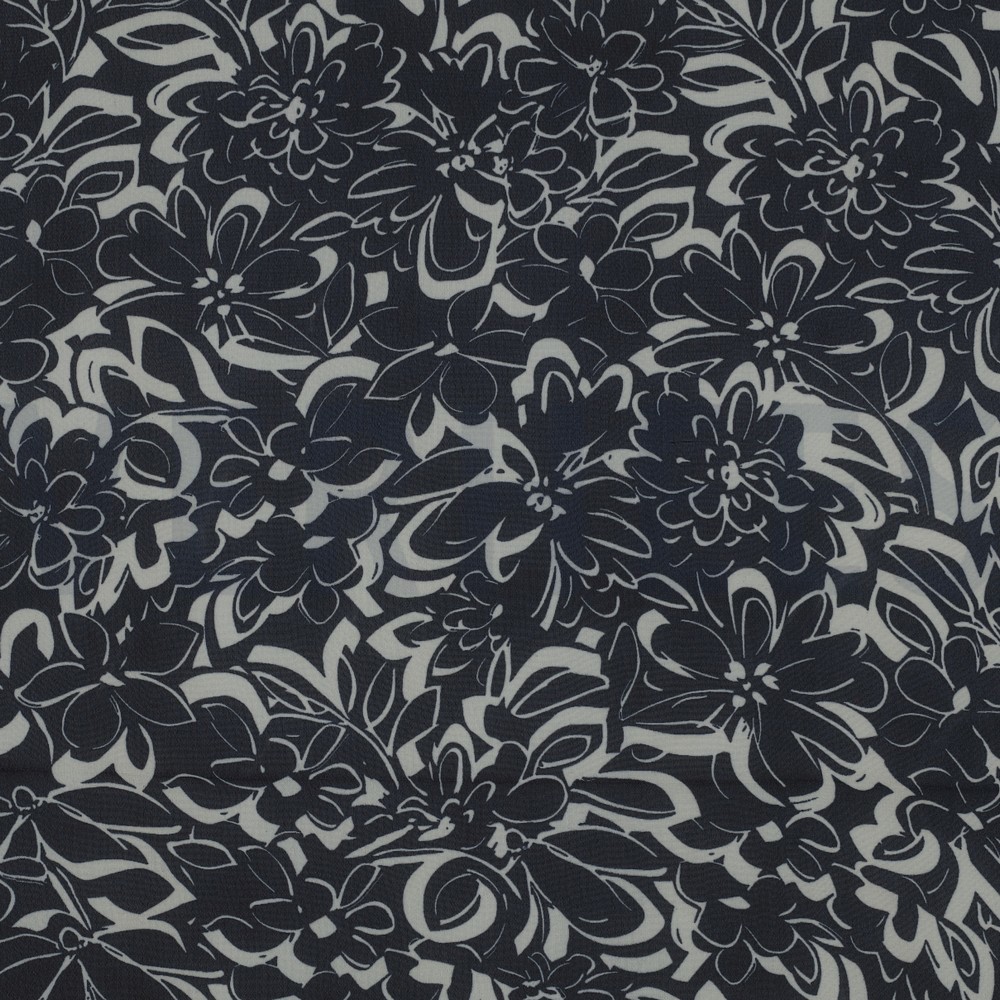 CHIFFON FLOWERS NAVY