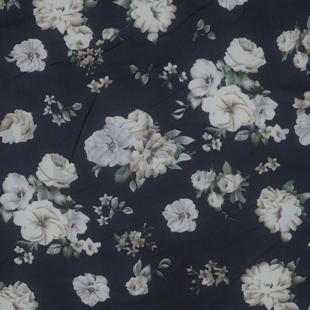 CHIFFON FLOWERS NAVY