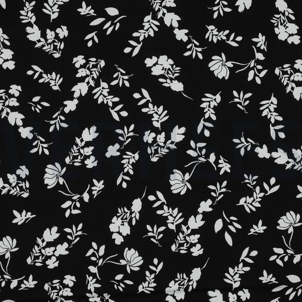 PRINTED VISCOSE FLOWERS BLACK