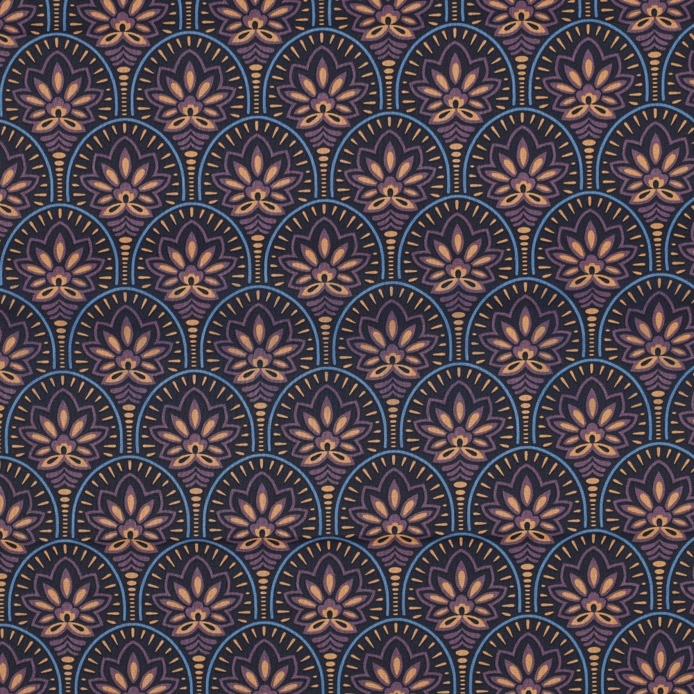 COATED COTTON ABSTRACT NAVY