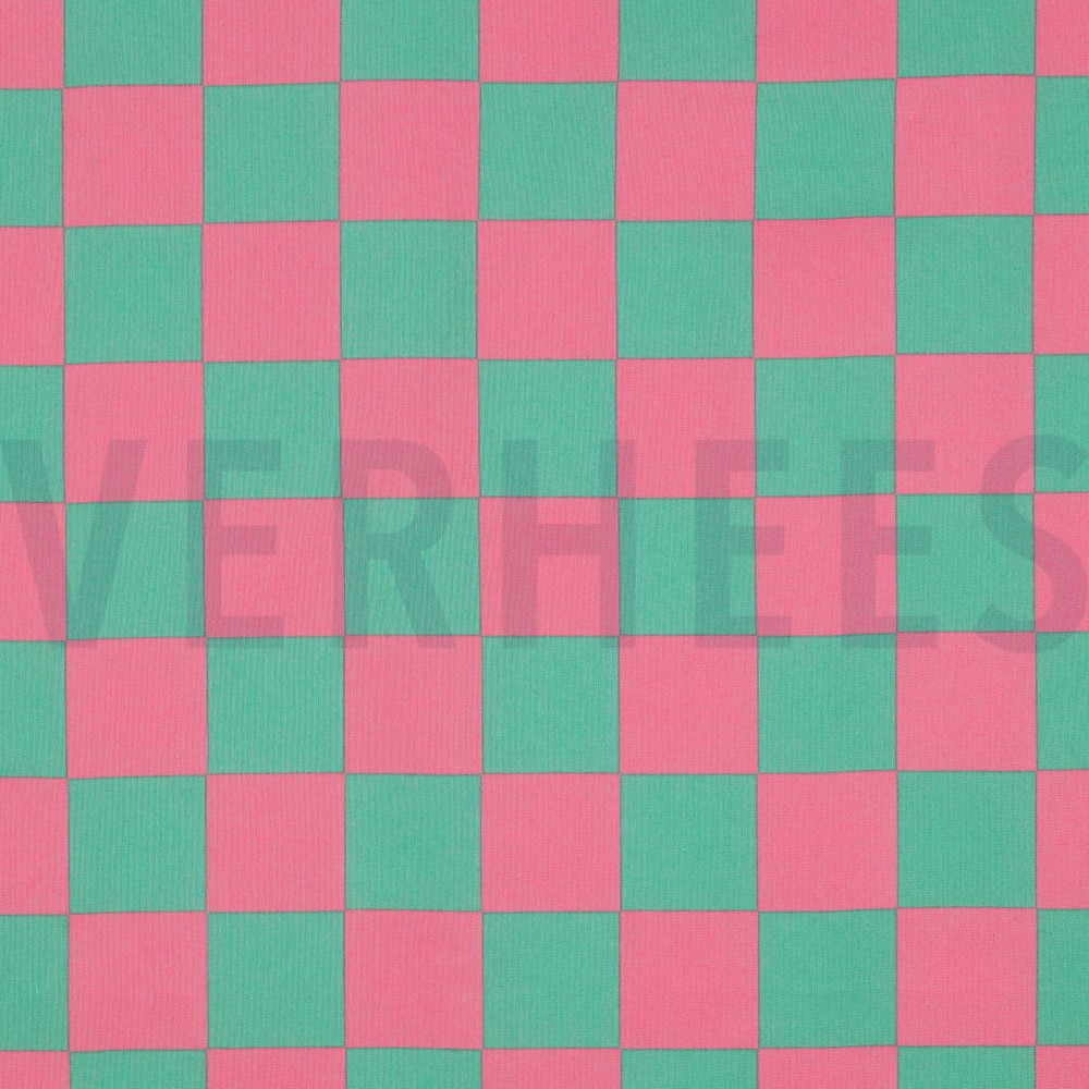 COATED COTTON CHECK GREEN / PINK