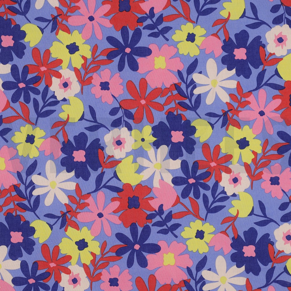 COATED COTTON FLOWERS BLUE